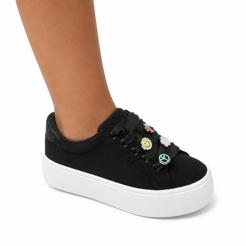 Little Girl Wren Platform Charm Sneakers by Cat & Jack Black Size 1 New With Tag